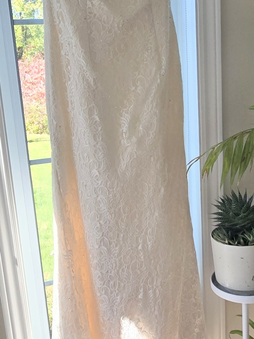 Elegant Cream Lace Wedding Gown (mermaid with train)